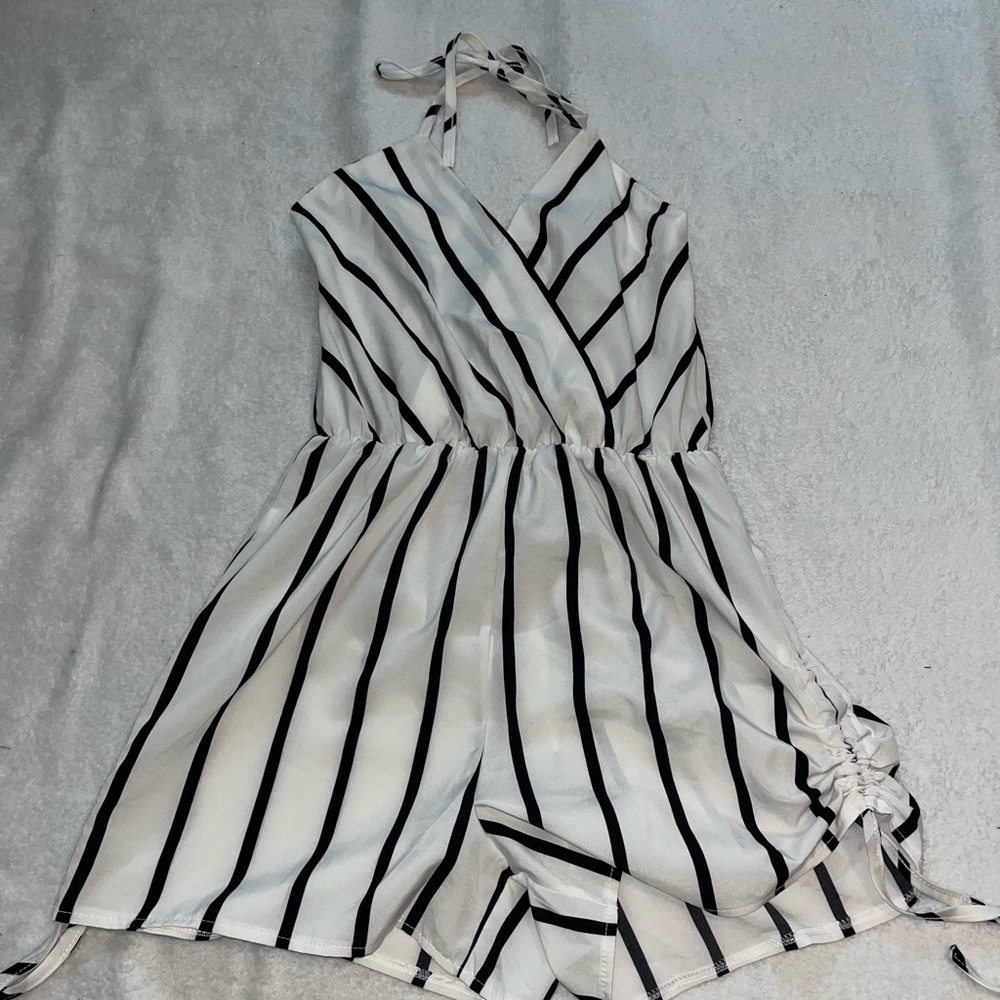 black and white striped one piece